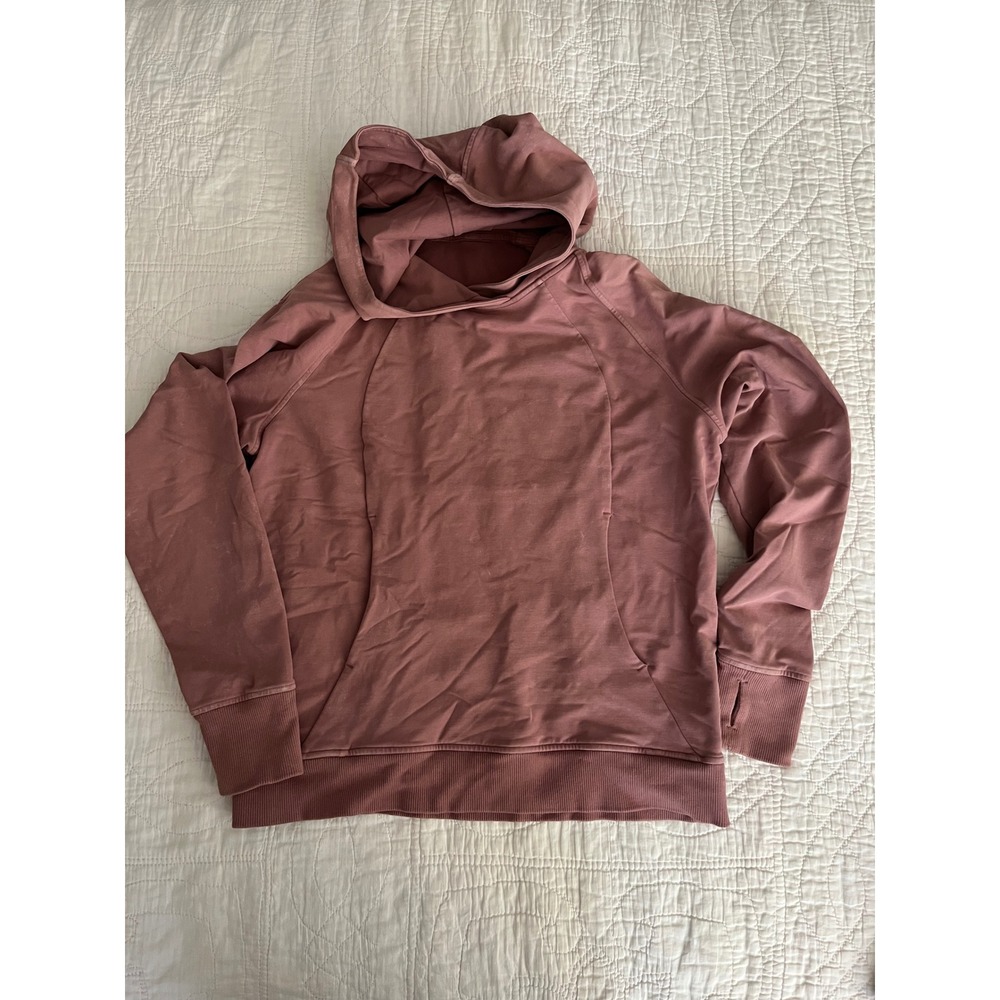 Lululemon Scuba Pullover Hoodie Mauve Rose Pink Thumbholes Size 10